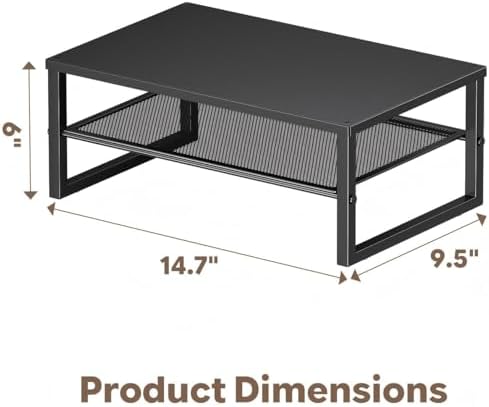 Ekisemio 2-Tier Computer Monitor Stand Riser, Desk Organizer for Monitor, Black - Image 3