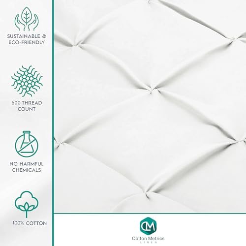 2 Pack Euro Pillow Shams 26x26 – 600 Thread Count 100% Organic Cotton Pinch White Square Pillow Covers with 2 Inch Flange, Soft & Smooth Premium Hotel-Quality Pillowcases Set of 2 - Image 6