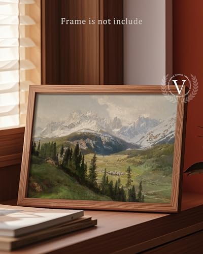 Nature Landscape Vintage Wall Art for Home Decor, Mountain View Canvas Wall Art, Farmhouse Muted Spring Summer Paintings Art Picture Aesthetic for Bedroom Bathroom Living Room Office Decor (8" x 10"-UNFRAMED) - Image 2