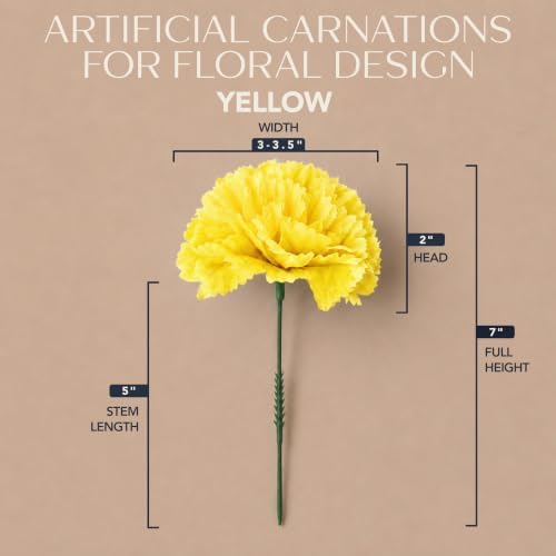 Royal Imports Carnation Artificial Flowers for Weddings – Yellow 100pk - Image 2
