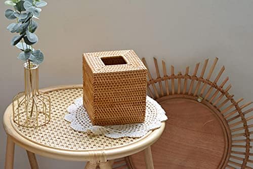 Rattan Tissue Box Cover Natural Woven Facial Napkin Holder Square (Natural, 5.5x5.5x5.9 Inch) - Image 6