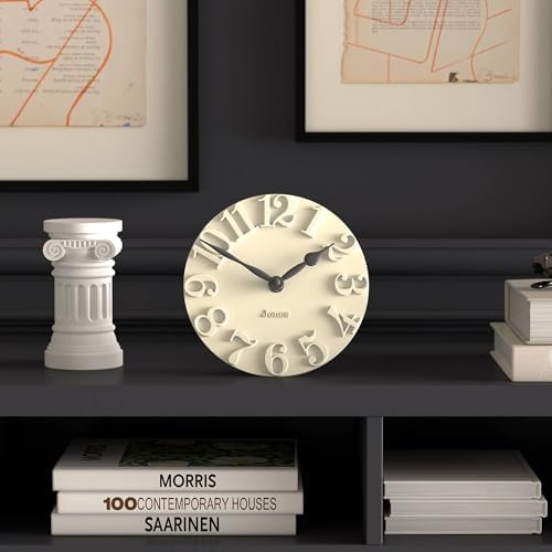 JONES CLOCKS® Hampstead Desk Clock | Freestanding | Pale Cream | Elegant Raised Moulded Numerals | Ideal for Shelf, Mantel, Living Room, Home Office or Bedside - Image 2