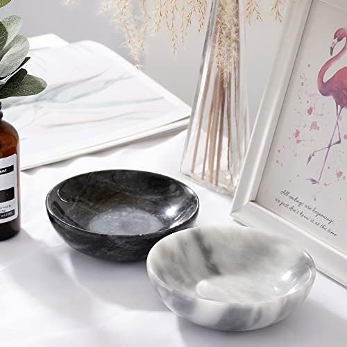 4.72 Inch Mini Decorative Bowls, Natural Small Marble Decorative Bowls for Home Decor, Key Bowl, Coffee Tables Centerpiece, Soap Serving Bowl, Incense Burner, Smudge Bowl - Image 7