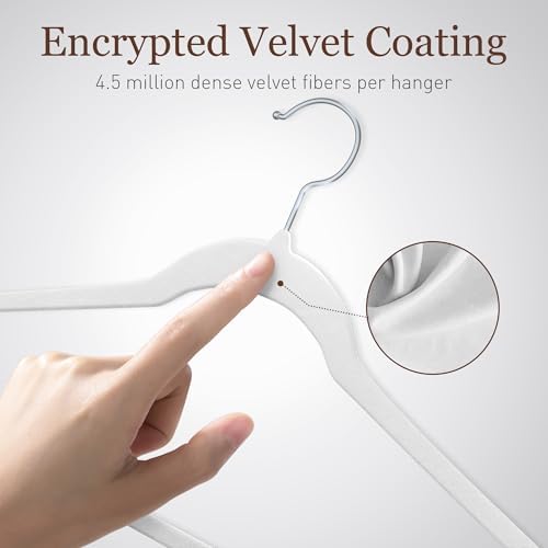 Velvet Hangers 100 Pack, 17.5" Non-Slip Clothes Hangers, White - Image 3