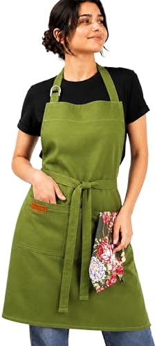 100% Cotton Kitchen Apron with 2 Pockets – Adjustable Chef Apron for Cooking Baking BBQ – Unisex Apron - Image 2