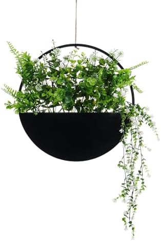 Fake Hanging Plants Artificial Plants Indoor, Faux Plants Eucalyptus in Pot for Living Room Bathroom Wall Décor, Outdoor Porch Decorations, Farmhouse Home Office Décor（Black） by YOSKMIOR