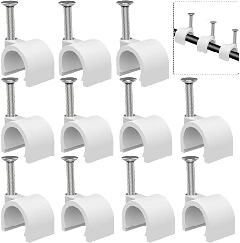 Cable Clips 10mm Nail in Cable Clip 1000 Pcs Cable Wire Clips Cable Tacks Coax Clips Speaker Wire Clips Cable Nails for Cords Cable Clamps Ethernet Cable Clip RG6 RG59 CAT6 RJ45 by Easytle
