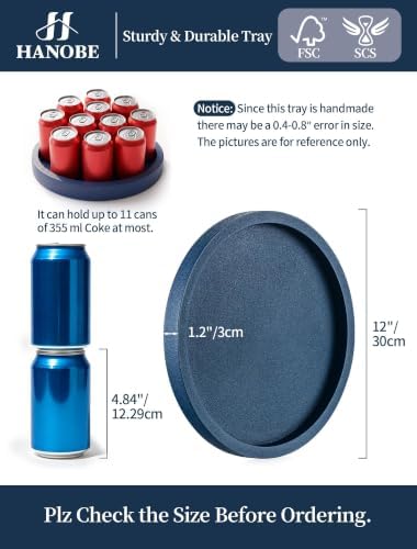 Hanobe Navy Blue Round Decorative Trays for Coastal Coffee Table Decor, 39" - Image 5