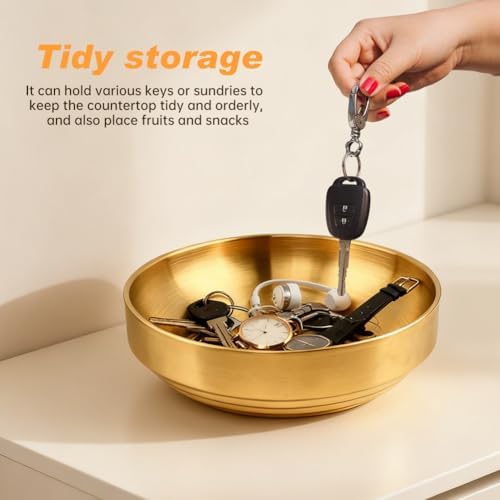 7.9inch Key Bowl for Entryway Table,Gold Decorative Bowl Key Dish for Organizing - Image 3