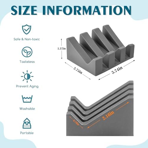 Self Draining Soap Dish Holder,Silicone Soap Dish,for Bathroom,Kitchen, Sponges，Can Extend Soap Life，Keep Soap Bars Dry and Easy Cleaning (Grey,1-Pack) - Image 2