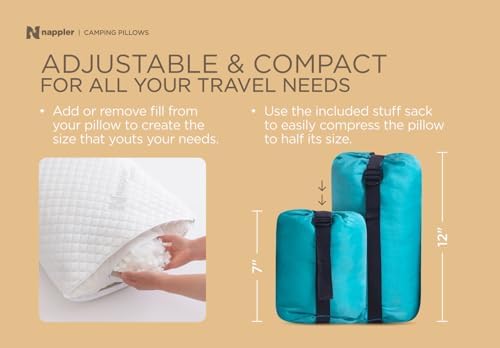 Nappler Rust Small Shredded Memory Foam Pillow for Travel and Camping - Compressible Medium Firm Bed Pillow, Breathable Cover, Machine Washable, Backpacking, Airplane and Car - Image 2