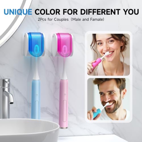 Toothbrush Holders for Bathrooms【Upgrade Single Slot Design】 Toothbrush Holder Wall Mounted with Cover Moisture-Proof and Dust-Proof Toothbrush Storage Organizer for Shower Family and Travel 2PCS - Image 2