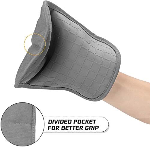 HOMWE Silicone Oven Mitts and Pot Holders for Kitchen & Baking - Set of 4 Heat-Resistant, Heavy-Duty Cooking Mittens w/Non-Slip, Textured Grip (Black) - Image 2