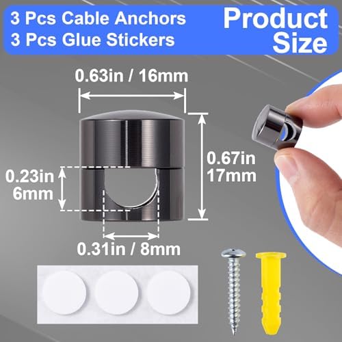 SmallCat 3 Sets Charger Holders for Cords, Black Cord Holder for Nightstand - Image 2
