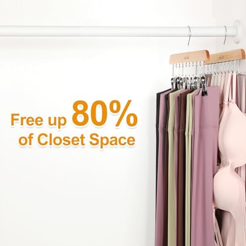 TOPIA HANGER 2 Pack Bra with Leggings Wooden Space Saving Hangers Natural - Image 2