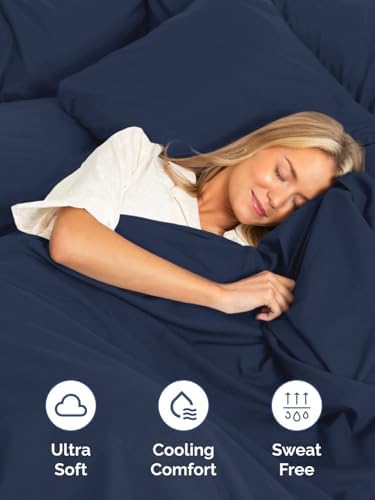 CGK Extra Deep Twin XL Single Fitted Sheet Only - Navy Blue - Image 3