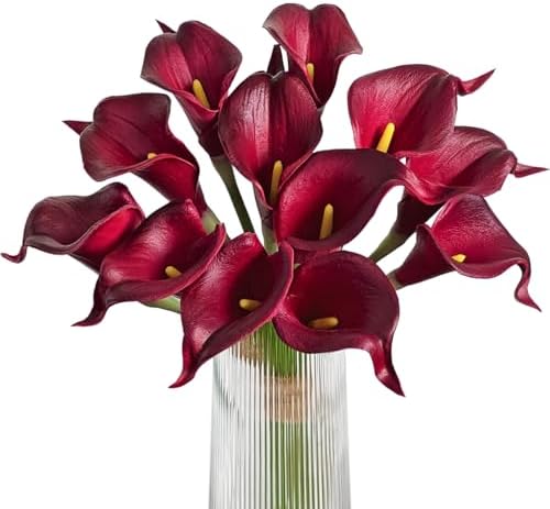 Letjolt Artificial Calla Lily Flowers 12Pcs, Dark Red by Letjolt
