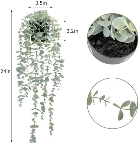 COCOBOO 2 Pcs Artificial Eucalyptus Plants Shelf Hanging Fake Plant in Pot for Wall Bedroom Home Patio Indoor Outdoor Decor - Image 2