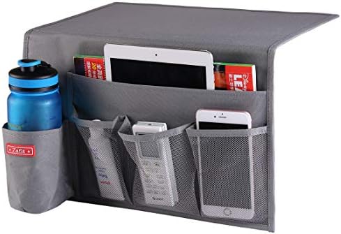 Zafit 5 Pockets Bedside Caddy, Bedside Storage Organizer for Water Bottles, Magazines, Phone, Glasses (5 Pockets-Grey) by ZAFIT