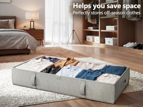 2-Pack Under Bed Storage Containers, 6 Inches Tall Clothes Storage, Grey - Image 4