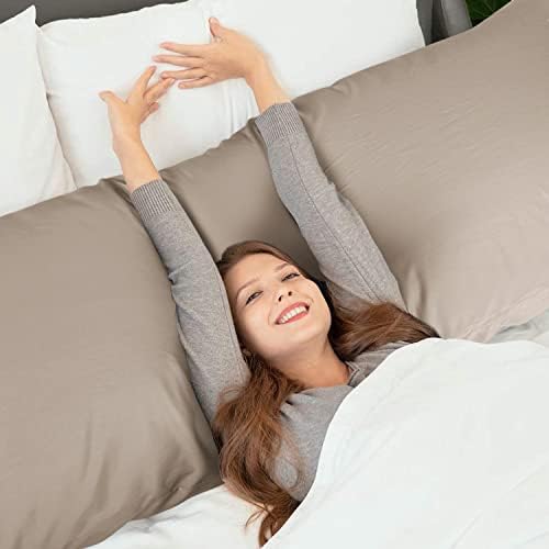 WishSmile Body Cooling Pillowcase Long Pillow Case Breathable Cool Silky Soft Rayon Derived from Bamboo Fabric,Hair and Skin Friendly,Taupe,1 Pack,20x54IN - Image 6