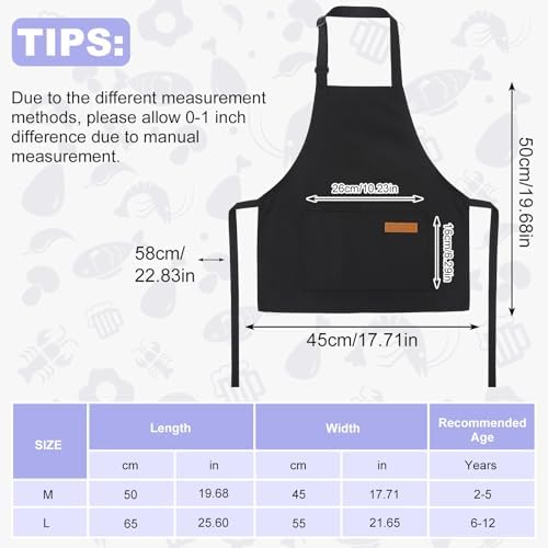 2 Pack Stripes Kids Apron, Kids Cooking Aprons with 2 Pockets, Cute Aprons for Cooking for Boys and Girls - Image 2