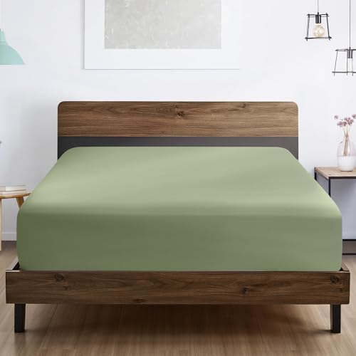 FreshCulture Queen Fitted Sheet Only - Hotel Quality Ultra Soft & Breathable Brushed Microfiber Fitted Sheet with 21 Inch Deep Pockets - Fits Queen Size Bed (Sage Green) - Image 6