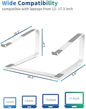 SOUNDANCE Laptop Stand for Desk, Metal Riser, Fits 12-17.3 Inch, White - Image 2