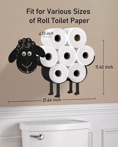 Sheep Toilet Paper Holder, Standing & Wall Mount Toilet Paper Storage - Image 3