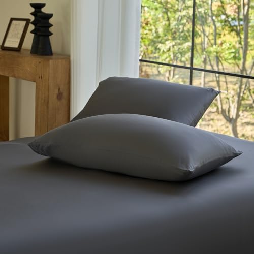 DOZ by SIJO Pillowcase Set, 100% Viscose derived from Organically Grown Bamboo, Buttery Soft, Silky, Breathable, Cooling, Oeko-TEX, High GSM, 2-Pack, Envelope Closure (Queen, Storm) by DOZ