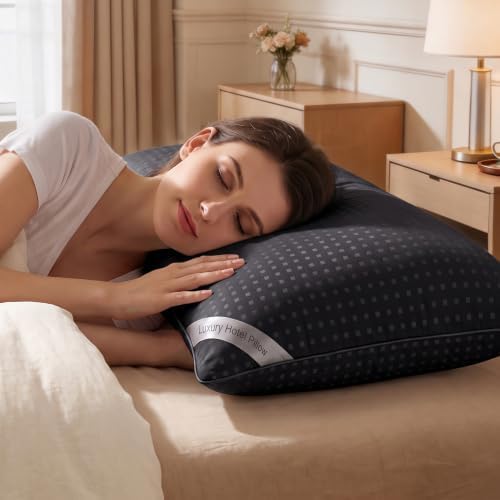 King Size Bed Pillows for Sleeping Set of 4,4 Pack Great Support Luxury Hotel Pillows for Side,Stomach and Back Sleepers(Black,4-Pack) - Image 3