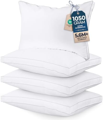 Utopia Bedding Gusset Bed Pillow, Hotel Pillows Queen Size Set of 4, White by UTOPIABEDDING