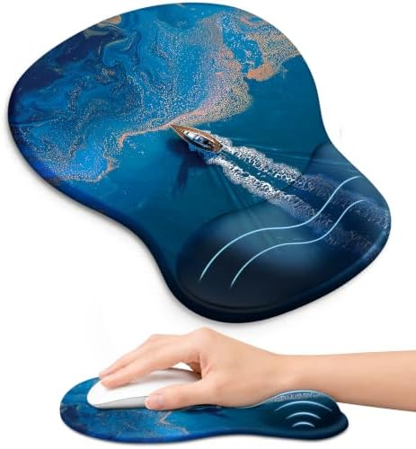 Ergonomic Mouse Pad with Wrist Rest, Gel Wrist Support, Coastal by Zapdesk