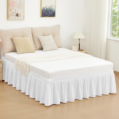 Bright White Bed Skirt Full Size 15" Drop, Elastic Wrap Around Bedskirt - Image 6