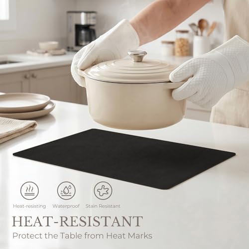 Romanstile Faux Leather Vinyl Placemats Set of 4, Black - Image 3