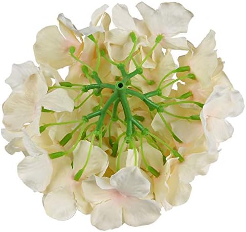 Silk Hydrangea Heads Artificial Flowers Heads with Stems for Home Wedding Decor,Pack of 10 (Champagne) - Image 3