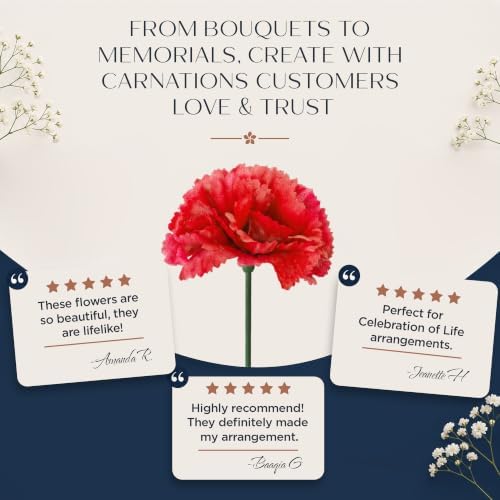 Royal Imports Carnation Artificial Flowers for Weddings – Red 100pk - Image 7