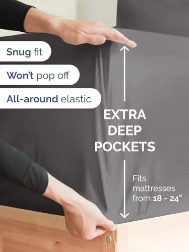 CGK Extra Deep Full Single Fitted Sheet Only - Dark Grey - Image 2