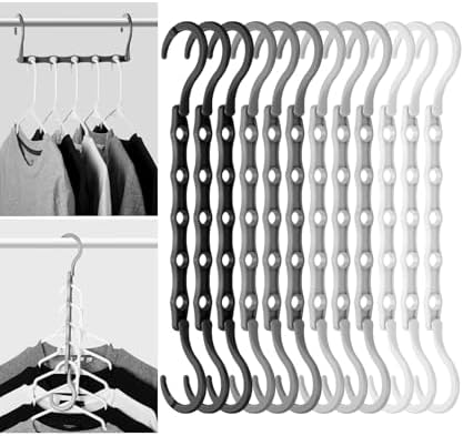 Mr. Pen- Space Saving Hangers for Clothes, 12 pcs, 4, Plastic Multi Clothes Hangers Space Saving, 5 Slots, 360° Rotating Hooks by MrPen
