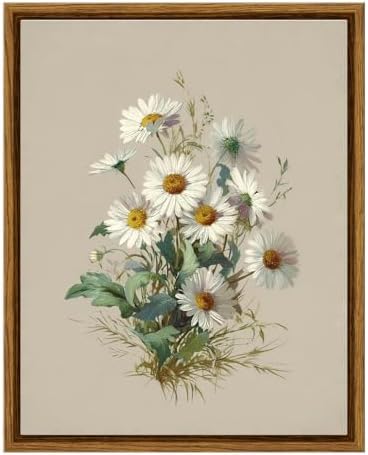 VIYYIEA Daisy Flower Wall Art Vintage Botanical Prints Framed 8x10 Inch by VIYYIEAART