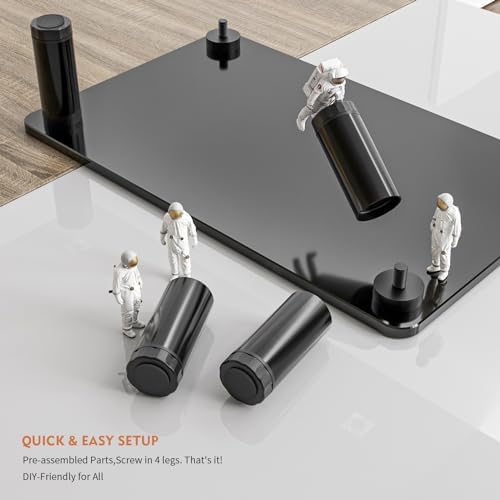 Glass Computer Monitor Stand Riser with Height Adjustable Multi Media Desktop Stand for Flat Screen LCD LED TV, Laptop/Notebook/Xbox One, Black HD01B-002 - Image 6