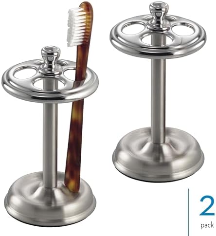 iDesign Toothbrush Holder, 4-Section, 2-Pack, Chrome/Brushed - Image 2