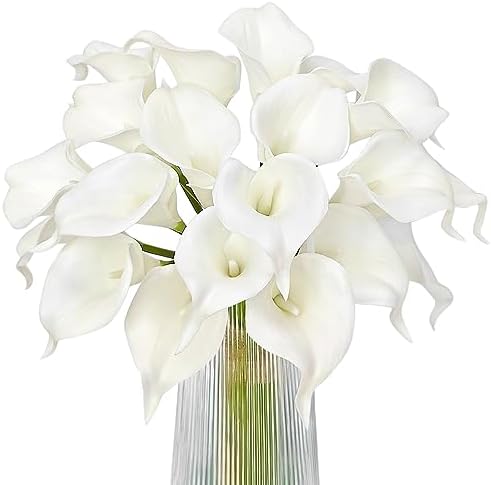 Letjolt White Calla Lily Artificial Flowers 20 Pieces Bouquet by Letjolt
