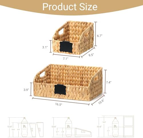Pantry Baskets for Organizing,Wicker Storage Bins,3 Pack,Natural - Image 3