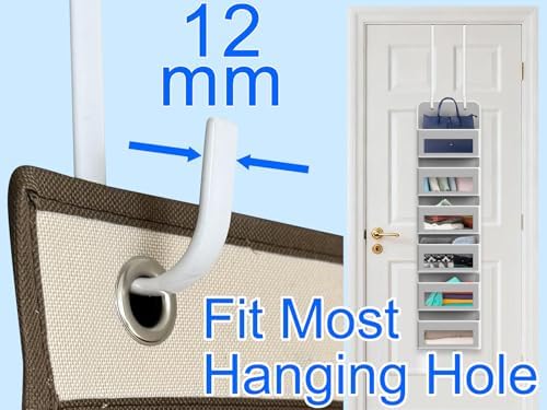 Single Extra Long Over Door Steel Hooks 4 Pack Fit 1-3/8" Door 14.2" White - Image 3