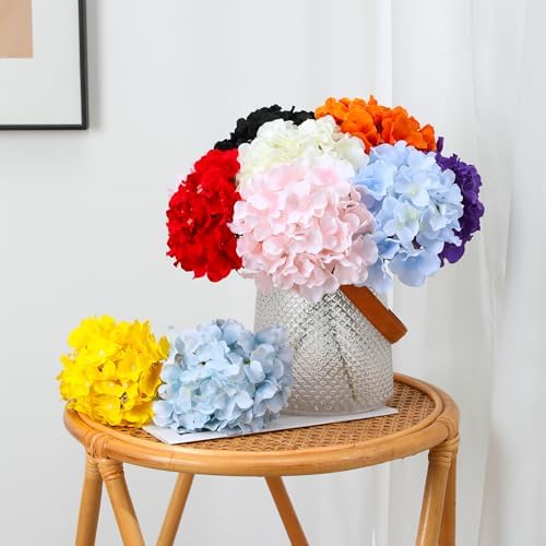 Fake Red Hydrangea Artificial Flowers - Faux Silk Hydrangeas Flowers Heads with Stems Real Touch for Home Wedding Party Table Decor(Red,Pack of 10) - Image 6