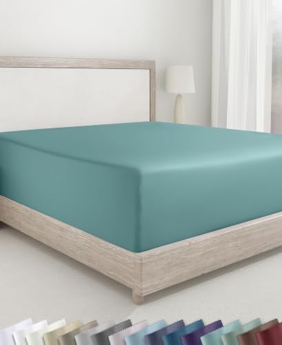 California Design Den Soft 100% Cotton Sateen Twin Size Fitted Sheets, Teal by CaliforniaDesignDen