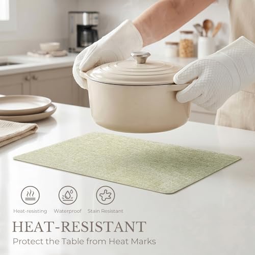 Romanstile Faux Leather Vinyl Placemats Set of 4, Grass Green - Image 3
