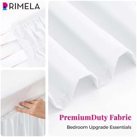 Bright White Bed Skirt Full Size 15" Drop, Elastic Wrap Around Bedskirt - Image 4
