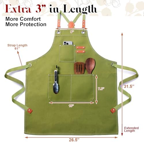 Chef Cotton Canvas Apron for Men Women with Pockets - Image 2